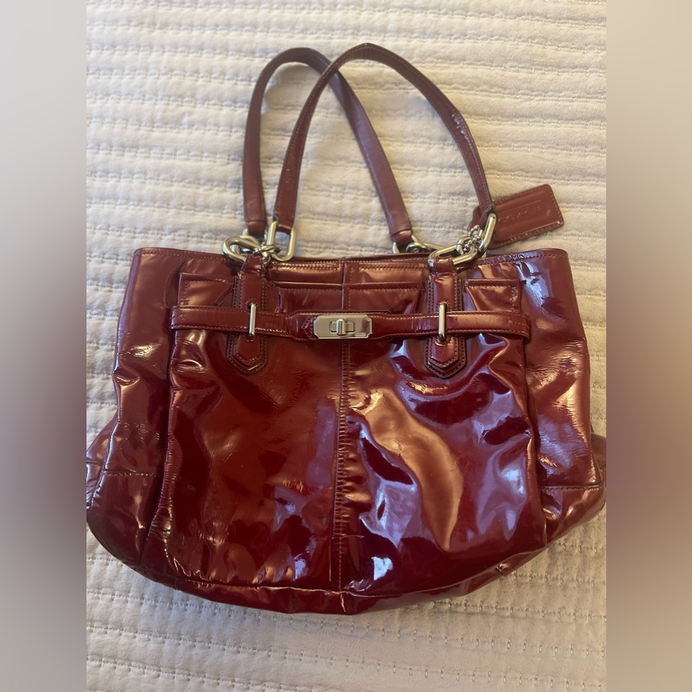 Coach Chelsea Jayden Burgundy/Wine Patent Leather Handbag Satchel